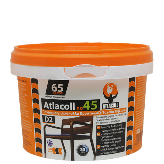 ΛΕΥΚΗ ΚΟΛΛΑ ΚΡΥΣΤΑΛΛΙΖΕ ATLACOLL N45 ΣΕ ΒΑΖΑΚΙ 500gr