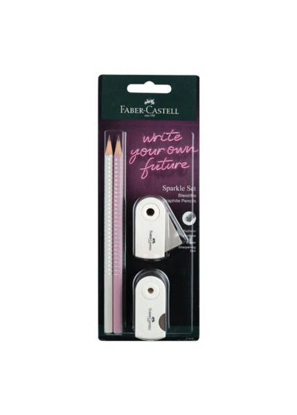 ΣΕΤ FABER CASTELL SPARKLE ΛΕΥΚΟ/ΡΟΖ 2 ΓΟΜΑ & ΞΥΣΤΡΑ