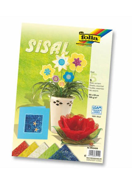 ΧΑΡΤΙΑ FOLIA SISAL 23x33cm 135gr ΔΙΑΦ. ΧΡΩΜΑΤΑ 5Φ.