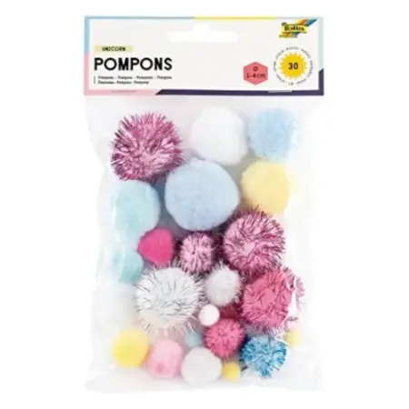 ΠΟΜ ΠΟΜ FOLIA ΠΑΣΤΕΛ ΑΣΟΡΤΙ (1-4cm) 30ΤΕΜ
