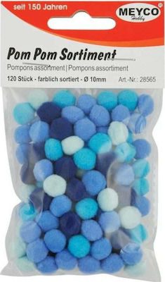 ΠΟΜ ΠΟΜ MEYCO Φ10mm 120ΤΕΜ (αποχρώσεις μπλε-σιέλ)