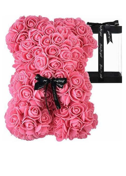 ROSE BEAR - ΑΡΚΟΥΔΑΚΙ ΑΠΟ ΤΕΧΝΗΤΑ ΤΡΙΑΝΤΑΦΥΛΛΑ 25cm. ΡΟΖ