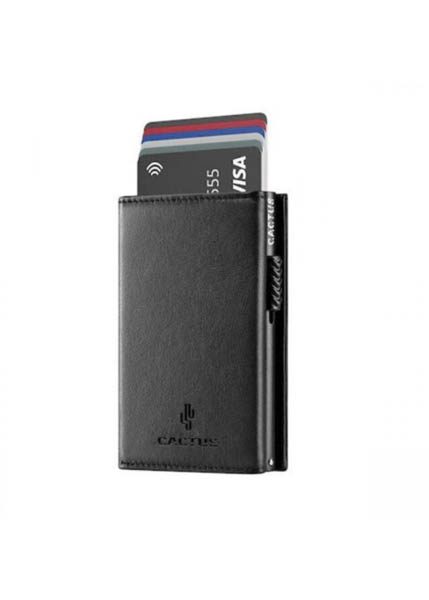 ΠΟΡΤΟΦΟΛΙ ΔΕΡΜΑΤΙΝΟ CACTUS ME ΤΡΙΠΛΟ RFID 9x12cm ΜΑΥΡΟ