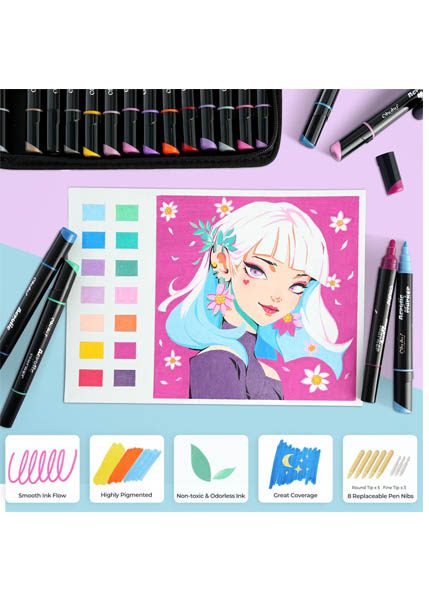 ΜΑΡΚΑΔΟΡΟΣ ΑΚΡΥΛΙΚΟΣ OHUHU ΜΕ ΔΙΠΛΗ ΜΥΤΗ NEON