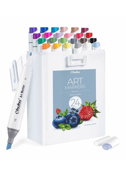 ΜΑΡΚΑΔΟΡΟΙ OHUHU KAALA ALCOHOL ART MARKERS SET 24 ΧΡΩΜΑΤΑ CHISEL & FINE