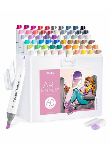 ΜΑΡΚΑΔΟΡΟΙ OHUHU KAALA ALCOHOL ART MARKERS 60 ΧΡΩΜΑΤΑ CHISEL & FINE
