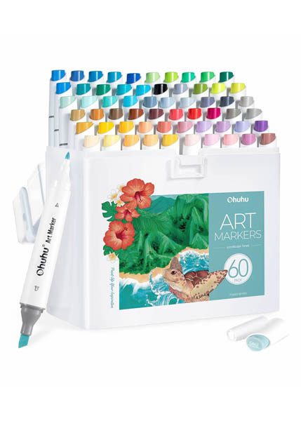 ΜΑΡΚΑΔΟΡΟΙ OHUHU KAALA ALCOHOL ART MARKERS SET 60 ΧΡΩΜΑΤΑ CHISEL & FINE