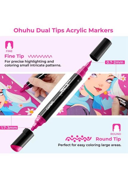 ΜΑΡΚΑΔΟΡΟΣ ΑΚΡΥΛΙΚΟΣ OHUHU ΜΕ ΔΙΠΛΗ ΜΥΤΗ METALLIC