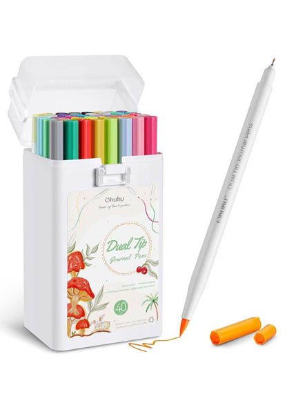ΜΑΡΚΑΔΟΡΟΙ OHUHU WATERBASE BRUSH & FINELINER 40 ΧΡΩΜΑΤΑ