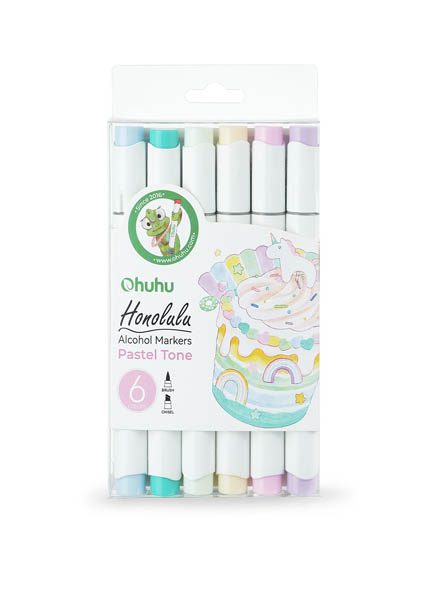 ΜΑΡΚΑΔΟΡΟΙ OHUHU HONOLULU ALCOHOL SET PASTEL ΧΡΩΜΑΤΑ BRUSH & CHISEL 6TEM.