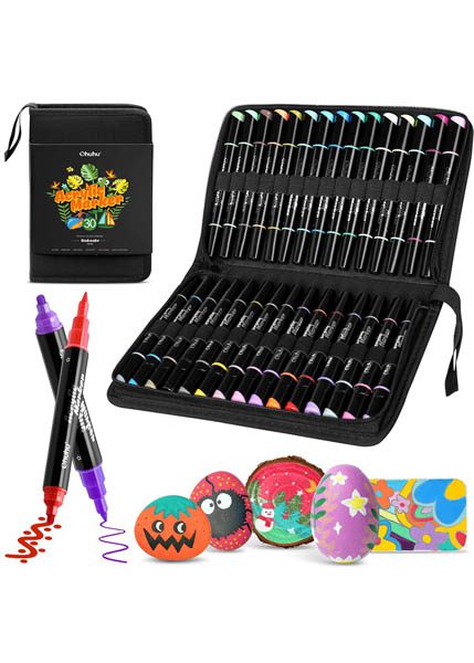 ΜΑΡΚΑΔΟΡΟΙ OHUHU ΣΕΤ-30 ACRYLIC COLORS DUAL TIP