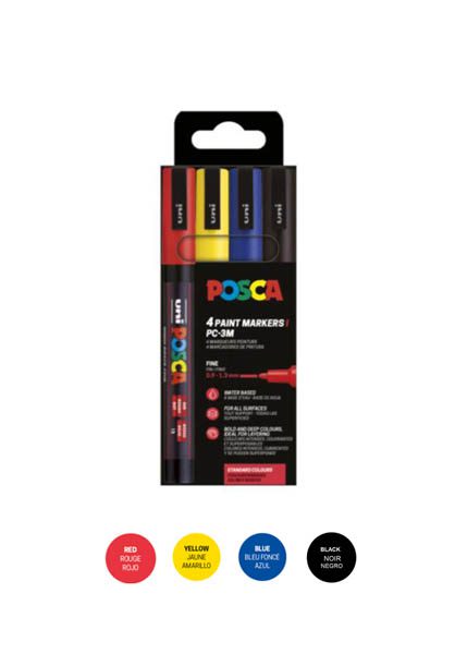 ΜΑΡΚΑΔΟΡΟΙ UNI POSCA PC-3M MEDIUM ΣΕΤ 4 BASIC
