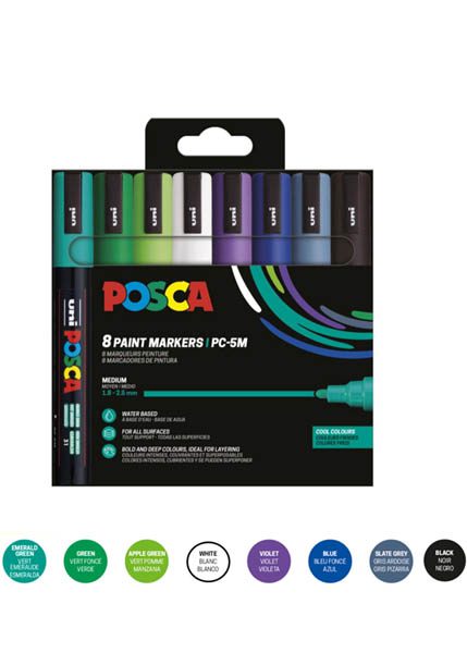 ΜΑΡΚΑΔΟΡΟΙ UNI POSCA PC-5M MEDIUM ΣΕΤ 8 COOL