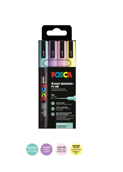 ΜΑΡΚΑΔΟΡΟΙ UNI POSCA PC-3M MEDIUM ΣΕΤ 4 SOFT
