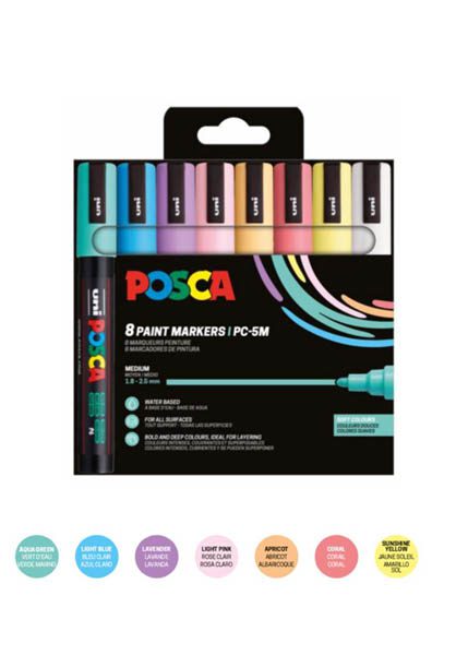 ΜΑΡΚΑΔΟΡΟΙ UNI POSCA PC-5M MEDIUM ΣΕΤ 8 SOFT