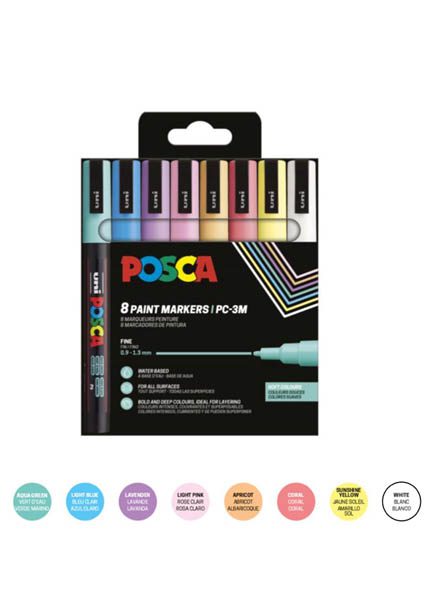 ΜΑΡΚΑΔΟΡΟΙ UNI POSCA PC-3M MEDIUM ΣΕΤ 8 SOFT