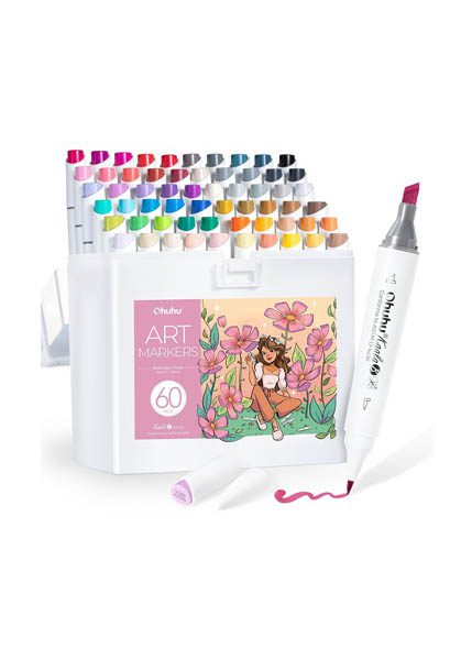 ΜΑΡΚΑΔΟΡΟΙ OHUHU KAALA ALCOHOL MARKERS ΣΕΤ 60TEM SLIM CHISEL & MINI BRUSH