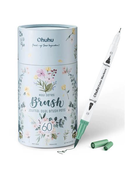 ΜΑΡΚΑΔΟΡΟΙ OHUHU WATERBASED 60TEM BRUSH & FINELINER