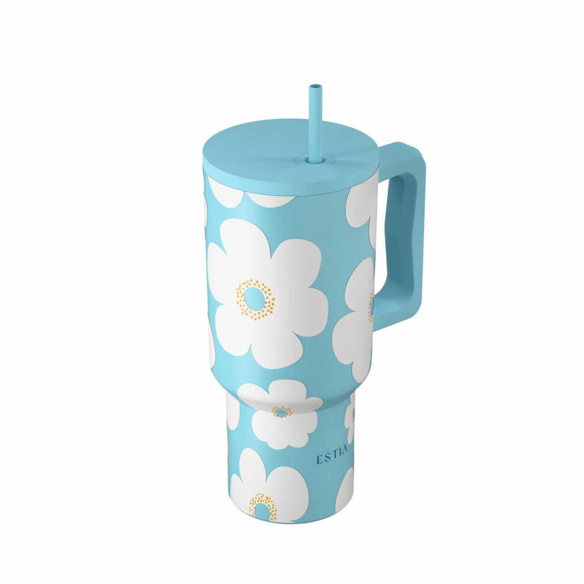 ΠΑΓΟΥΡΙ ΘΕΡΜΟΣ ESTIA STRAW TUMBLER XL SAVE THE AEGEAN BLUE DAISY 900ml - Image 3